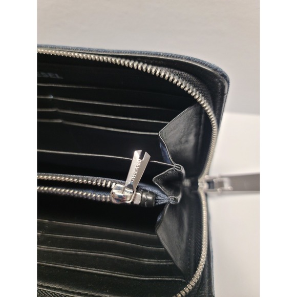 Diesel Denim Wallet Women Blue Jean Wallet Multiple Compartments Functional Zip - Picture 12 of 16